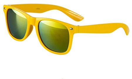 Ciffre Sonnenbrille Nerd Nerd Nerdbrille Stil Retro Vintage Unisex Brille - Gelb Feuer Verspiegelt