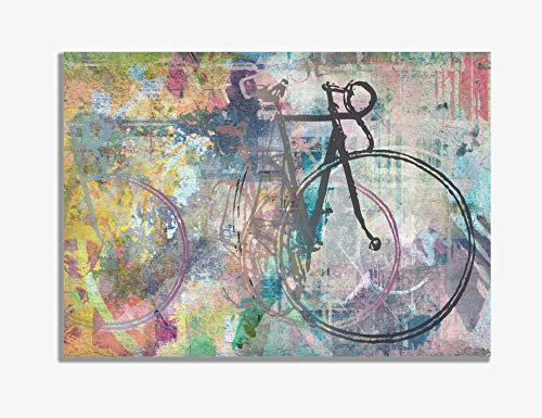 Leinwand/Bild mit Fahrrad/Rennrad Sportmotiv Tour de France 80x60cm Druck hochwertig, stimmungsvoll Illustration