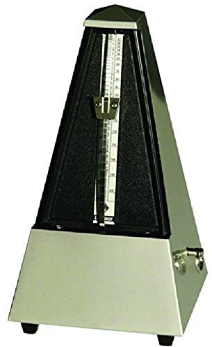 Wittner Metronom Taktell Pyramidenform System Maelzel Designer Serie - Kunststoffgehäuse - Ohne Glocke - Hellsilberfarben - Mechanisch zum Aufziehen - Keine Batterien erforderlich - Made in Germany