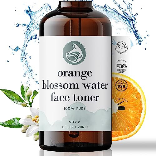 Orange Blossom Water Face Toner - 100% Natural Facial Toner & Astringent - Alcohol Free - by Foxbrim 120mL/4.oz