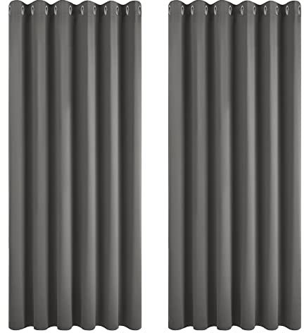Deconovo Verdunkelungsvorhänge Vorhang Blickdicht Kälteschutzvorhang Gardinen Abdunkelnde Vorhänge Wohnzimmer Modern, 229x229 cm(HöhexBreite), Dunkelgrau, 2er Set
