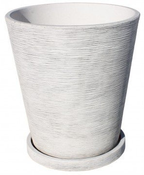 AnaParra Jardinera Redonda Moderna en hormigón aligerado para Exterior Caribe 45X47cm. Natural Gris