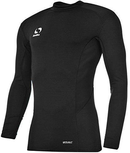 Sondico Mens Base Layer Mock Top Long Sleeve Compression Fit Sports Sweatshirt Black XXXXL