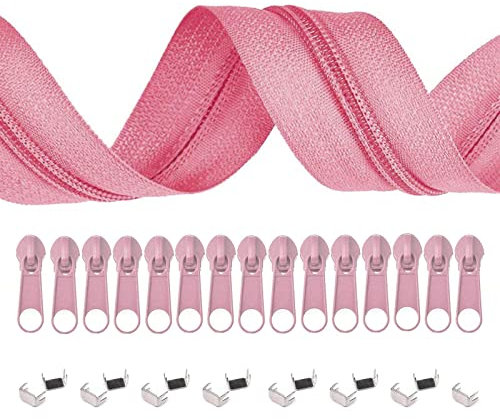 5m Endlos-Reißverschluss 3mm mit 10 Zippern und 15 Endstücke freie Farbwahl, Farbe:S146 intense pink