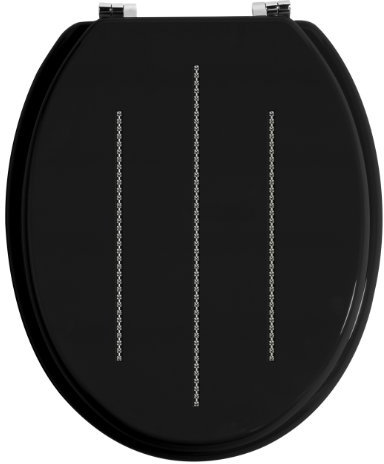Premier Housewares 1604097 Toilet Seat Black Toilet Seats Soft Close Zinc Toilet Seat Fittings Alloy Toilet Seats - Black 46 X 37 X 6 Cm