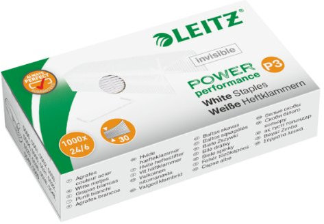 Leitz - Heftklammer P3 24/6 1000St weiß x10Packungen