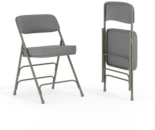 Flash Furniture Klappstuhl HERCULES aus Metall – Dick gepolsterter Stuhl für Gäste oder Veranstaltungen – Stabiler Küchenstuhl auch für draußen geeignet – 2er-Set – Grau