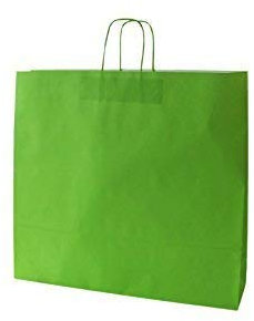 Papiertragetaschen mit Kordel extra groß 54 + 14 x 50 cm (25 Stück, HELLGRÜN)