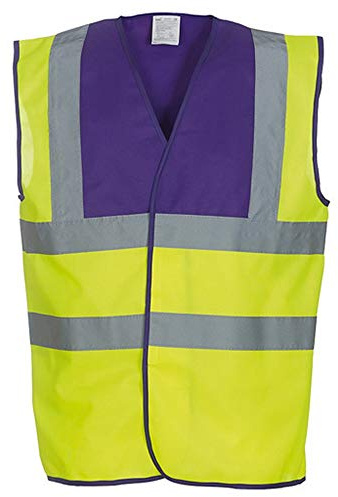 Yoko Unisex Premium Hi-Vis Waistcoat Vest / Jacket (XL) (Hi Vis Yellow/Purple)