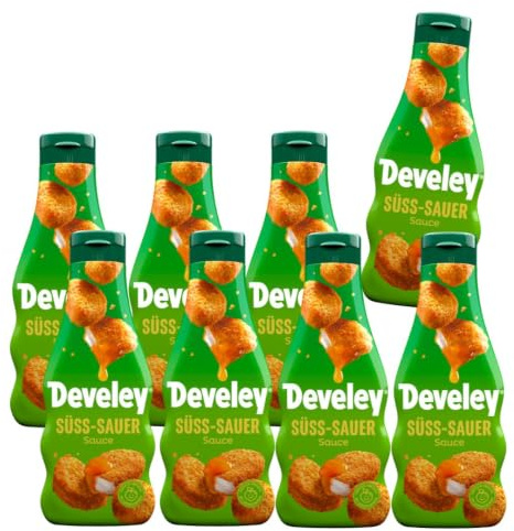 DEVELEY Süßsauer Sauce – 8er Set (8x250 ml) Squeeze-Flasche – Develey Saucen – Original Develey Rezeptur – Ohne Zusatz von Konservierungsstoffen und Geschmacksverstärkern – Süß-Sauer Sauce