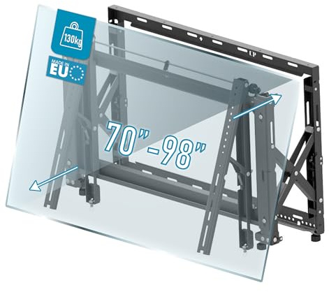 EDBAK Wandhalterung Videowand Halterung Pop-Out für 70-98 Zoll Bildschirme, VESA 100×100 bis 800×600, bis 130 kg Tragkraft, Mikroregulierung, +20° Neigung, Schwarz