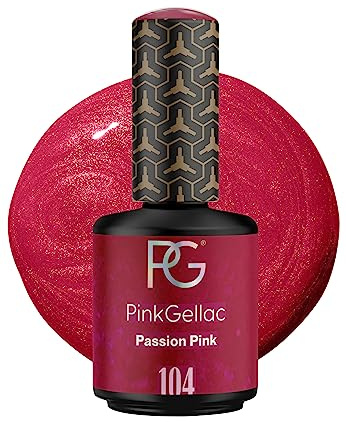 Pink Gellac Gel Nagellack UV, Veganes Nagelgel - 104 Passion Pink 15 ml | Gelnagellack für UV Lampe, Einfache Anwendung Nail Polish für 14 Tage Salonqualität, Gellack Made in Holland