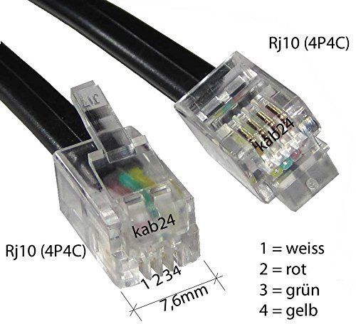 Kab24® Modularkabel RJ10 Stecker (4P4C) auf RJ10 Stecker (4P4C)
