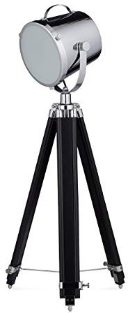 Relaxdays Stehleuchte MOVIESTAR Tripod Lampe, Scheinwerfer Design, höhenverstellbar, HxBxT 167 x 67 x 67 cm, silber-schwarz