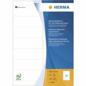 HERMA Adress-Etiketten 102x38mm auf A4-Blättern Ecken rund VE=1400 Stück