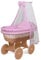WALDIN Culla con cappotta,Culla con ruote XXL,IN 18 VARIANTI,telaio/ruote laccato,colore tessile rosa/a quadri