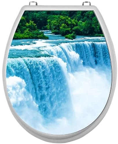 Werbetechnik Jeziorski Toilettensitzaufkleber Motiv: Wasserfall, Vinyl, Blau, Keramik, Aufkleber