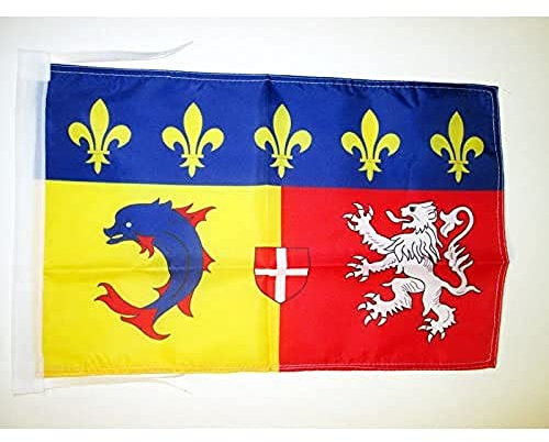 AZ FLAG - Drapeau Rhône-Alpes - 45x30 cm - Pavillon Rhônalpin - France 100% Polyester Avec Deux Cordelettes - 20g