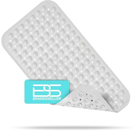 Brandsseller Badewannenmatte 70x38 cm Badewanneneinlage Duschmatte mit Noppen Hellgrau Melange