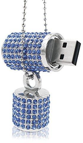 Ciway Luxe de bijoux en forme de rouge à lèvres USB Flash Drive USB 2.0 pouce Pen Drive avec collier 32 Go bleu
