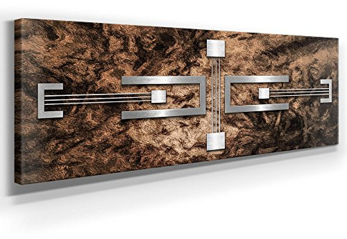 JACK DYRELL SILBER ELEMENTE - BILD - KUNST - 150 x 50cm, Leinwand auf Holzrahmen aufgespannt, UV-stabil und wasserfest, Deko Bild abstrakt FineArtPrint Wandbild für Büro oder Wohnzimmer