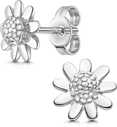 MATERIA 925 Silber Ohrstecker Blume - Damen Ohrringe Silber Gänseblümchen rhodiniert + Box #SO-7