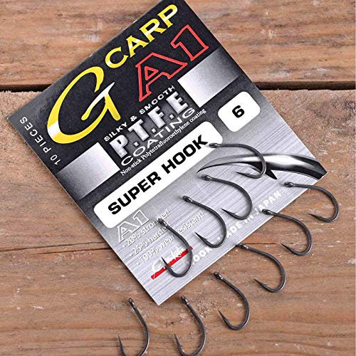 Gamakatsu Anzuelos Carp Fishing Super Hook G-Carp A1, tamaño 2