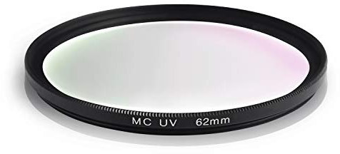 Filtre UV MC. Cadre en Aluminium et Verre Optique. Revêtement Hydrofuge et Anti-Rayures. pour Canon Sony Nikon Leica Fujifilm Panasonic Pentax Sigma Tamron Pentax (62mm)