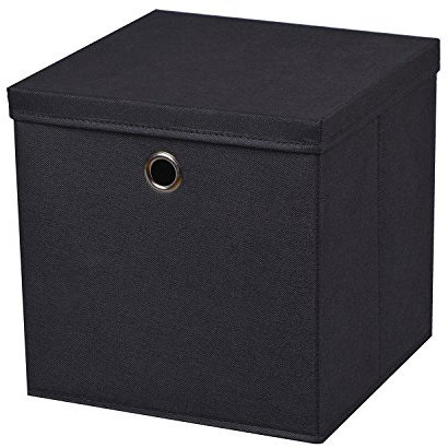 5 Stück Faltbox Schwarz 28 x 28 x 28 cm Aufbewahrungsbox faltbar mit Deckel