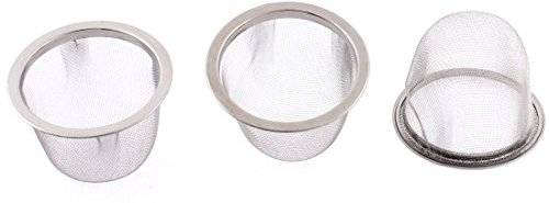 sourcing map 3pcs Filtre Théière Maille Thé Infuseur Filtre Tisane Crépine Filet Thé Panier Passoire épice métallique en Acier Inoxydable 63mm Diamètre