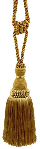 Noblesse Collection Raffhalter für Vorhänge und Vorhänge, Quaste, Länge 20 cm, Breite 76 cm (Stil # TBH8), Kanariengold, mehrfarbig #4875 (Dunkelgold, Gelbgold) Einzeln verkauft