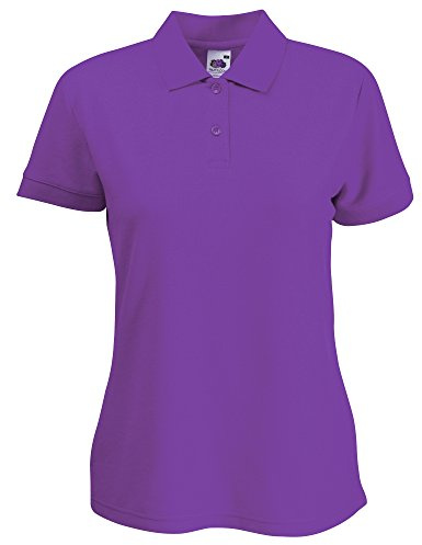 Fruit of the Loom Womens Lady-Fit 65/35 Short Sleeve Polo Shirt (S) (Purple)