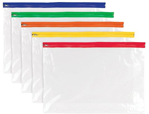 Tiger 12 x A3 PLASTIC ZIPPY BAGS Strong Clear File Storage Document, Craft Art Storage Folder Wallets