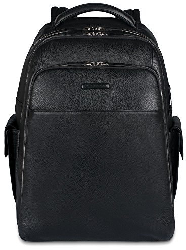 Piquadro Notebook Rucksack mit iPad Luftfach Flaschenhalter, schwarz, One Size