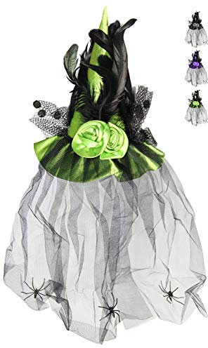 Mini Hexenhut mit Schleier grün – Halloween Fasching Karneval Walpurgis