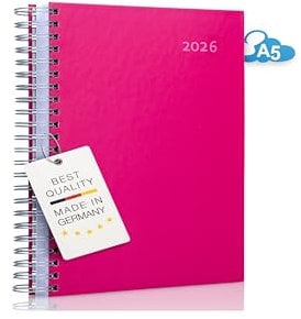 edition cumulus – 2026 Der KLEINE DICKE - HIMBEERE (pink) - DIN A5 Kalender - 400 Seiten - jeder Tag 1 volle Seite Platz