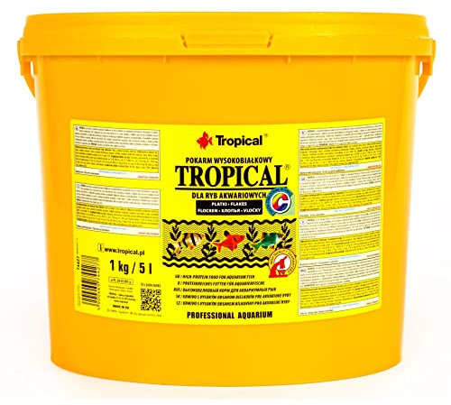 Tropical 5L / 1kg - Nourriture Riche en protéines pour Poissons d'aquarium, sous Forme de Flocons