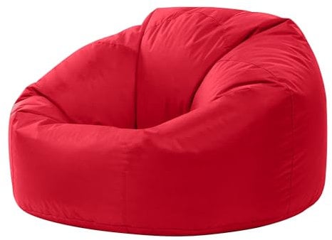 Bean Bag Bazaar Kingston Sitzsack für Erwachsene, Rot, Outdoor Sitzsack mit Füllung, Bean Bag, Wasserabweisender Stoff, Bequemer Sessel für Wohnzimmer, Garten, Terrasse