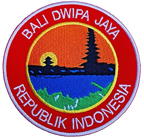 Bali Indonesien Embroidered Iron on Patch Bali dwipa Jaya Badge/8,9 cm bestickt Trekking Aufnäher