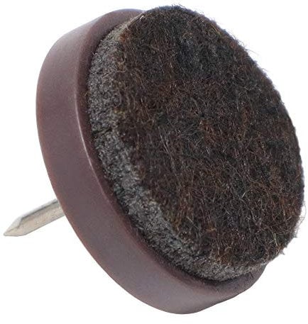 Adsamm® / 32 x Filzgleiter mit Nagel / Braun / Ø 24 mm / rund / Möbelgleiter mit Stift in Premium-Qualität