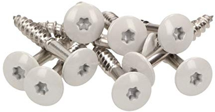 100x MEISTERLING® Fassadenschrauben INOX V2A 4,8 x 25 mm – Flachkopf Torx T20 + 1 Bit – Hellgrau