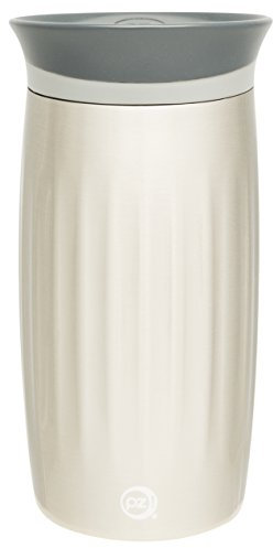 Zak Designs Fluted Stainless Steel Double Wall Vacuum Tumbler with Insulated Button Lid, 12 oz, Multicolor