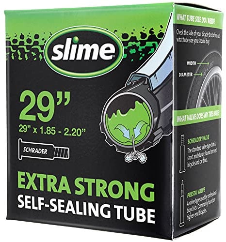 Slime Sport und Outdoor Fahrradschlauch mit Schleim Pannendichtmittel, extra stark, selbstdichtend, verhindern und reparieren, Schraderventil, 29 x 4,7-5,6 cm, Schrader, 29 x 1.85-2.20