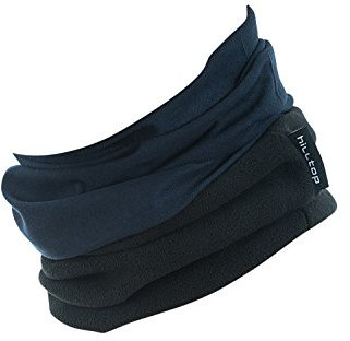 Hilltop® Polar Multifunktionstuch mit Fleece, warmes Motorrad Halstuch, Schlauchschal, Ski Gesichtsmaske für Damen und Herren, Farbe:dunkel blau mit schwarzem Fleece