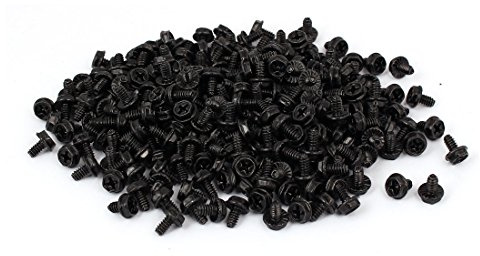 sourcingmap 6#-32 Black Zinc Plated Hex Phillips Head PC Computer Case Screw Fastener 400pcs