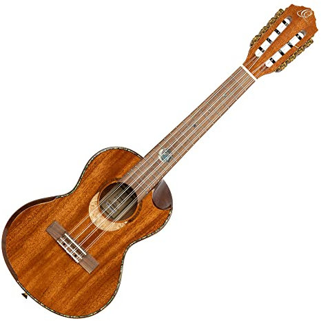 Ortega Guitars Tenor Ukulele Akustisch – 8 Saiten, 2 Schalllöcher – Custom Built Series – Inklusive Gigbag – Mahagoni, Natur (ECLIPSE-TE8)