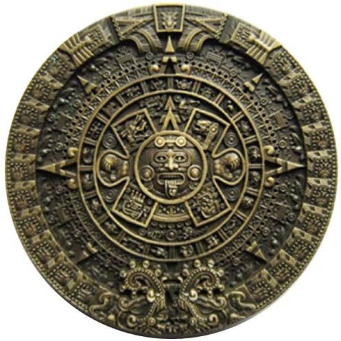 Buckle Azteken-Kalender, altgold, Gürtelschnalle