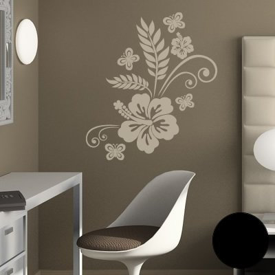 Klebesüchtig A111 Wandtattoo Blumenranke Luna 80cm x 60cm schwarz - Dekoration - Bad - Wohnzimmer - Aufkleber - Wandsticker