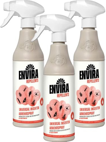 Envira Universal Insekten Abwehrspray 3 x 500 ml - Spray mit Langzeitwirkung gegen Trauermücken, Silberfische, Lebensmittelmotten & weiteres Ungeziefer - Mittel gegen Insekten