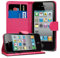 TypeandColor® Pink Leather Flip Wallet Slim Case Cover Pouch With Card Holder For Apple iPhone 4 4S 4G and Screen Protector With Polishing Cloth And Stylus Pen